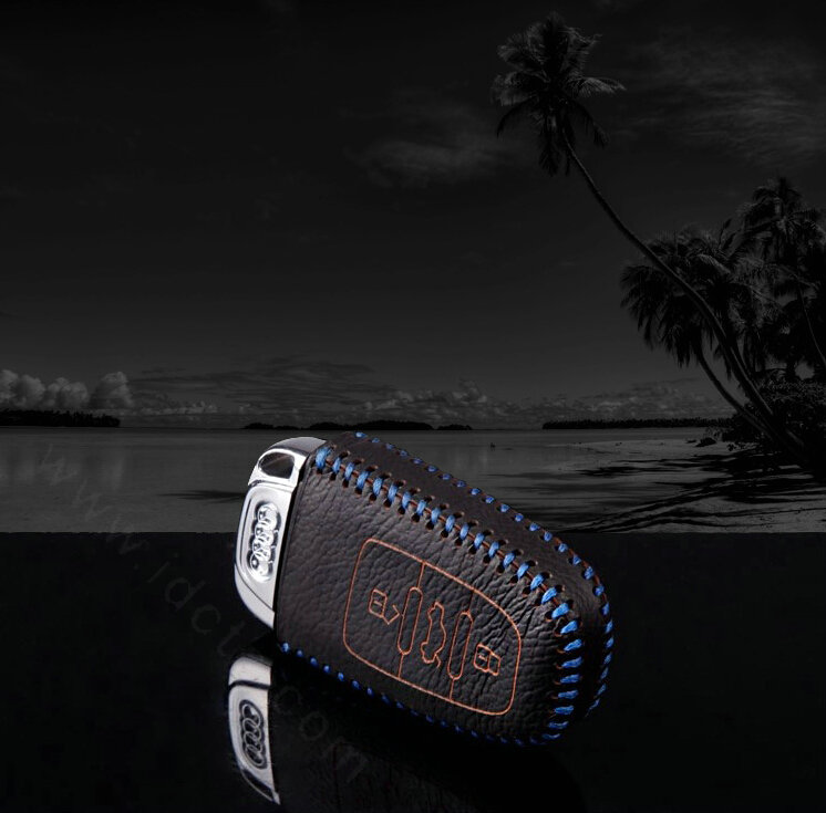 Funky Genuine Leather Key Ring Auto Key Bags Smart for Audi A4 - Blue